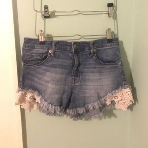 Wassivo denim high rise short with lace